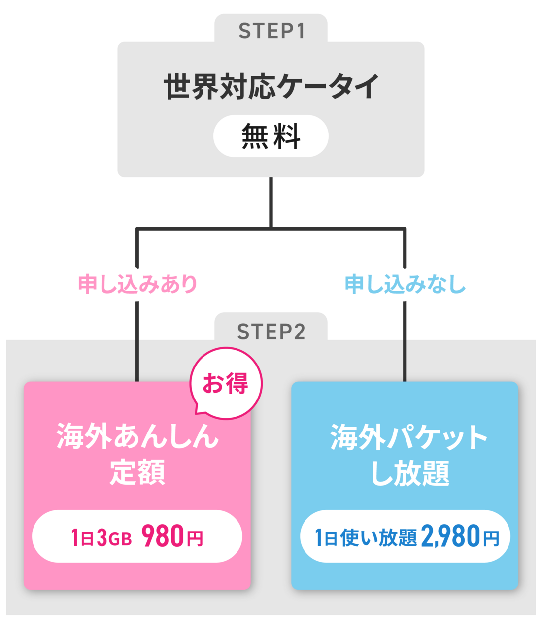 国際ローミングオプションは2種類
