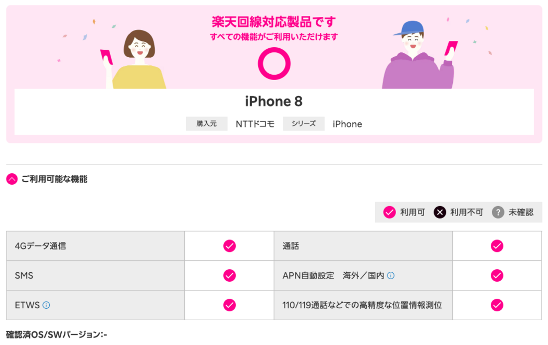 楽天モバイル iPhone 8