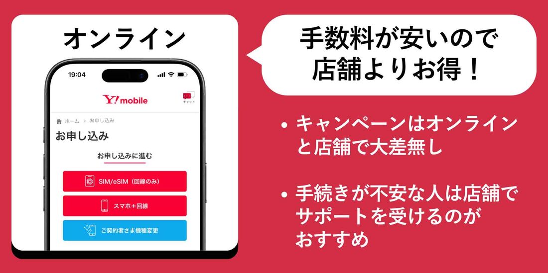結論：オンラインで契約したほうが手数料が安くなるためお得