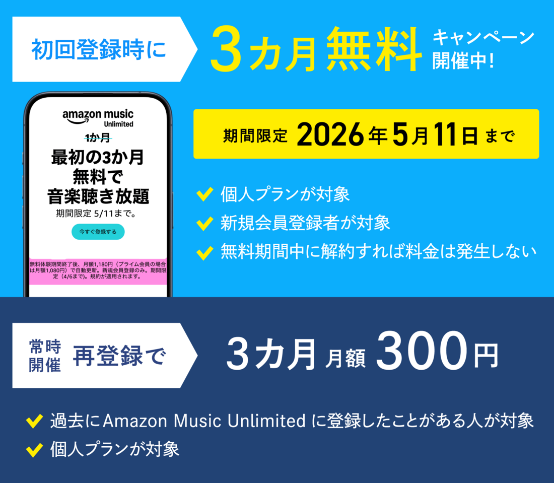 Amazon Music Unlimited 3カ月無料キャンペーン