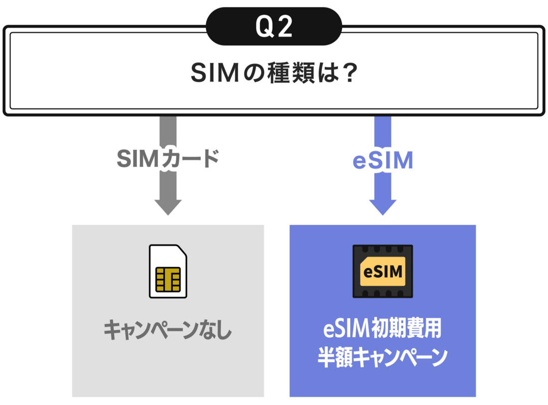 その2：eSIMを選ぶと初期費用が半額