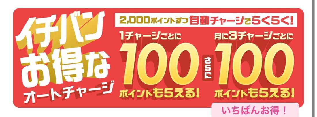 一番お得なポイント購入方法はオートチャージ