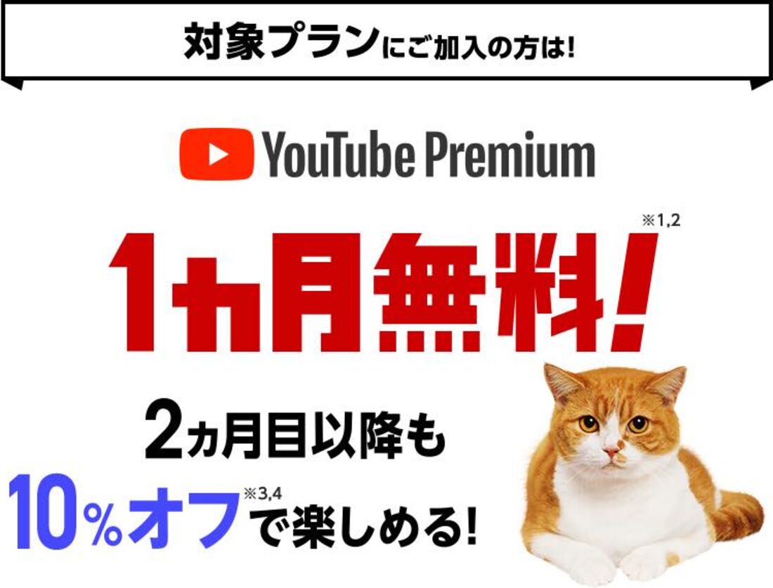 ワイモバイルは初月無料、毎月10％オフ
