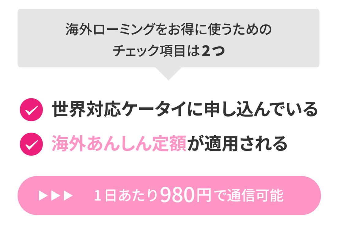 海外ローミングをお得に使うためのチェック項目は2つ