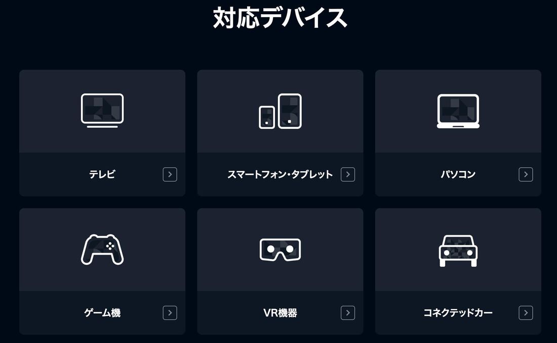 テレビやゲーム機など対応デバイスが多い