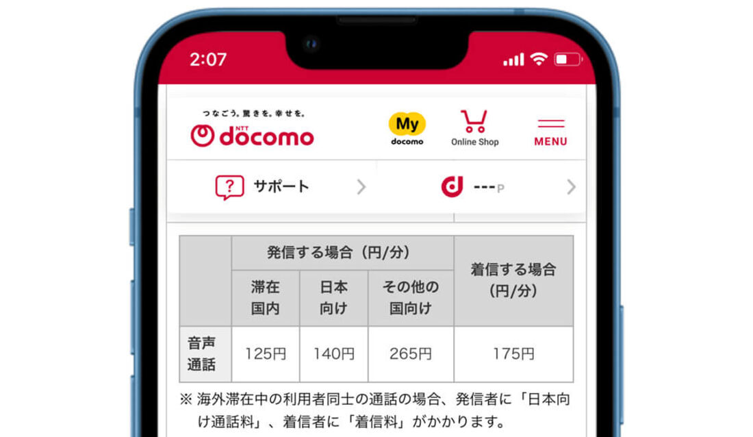 海外ローミング通話料