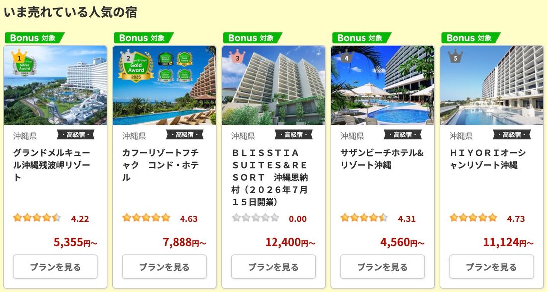 楽天トラベルサマーSALE：沖縄の割引プラン