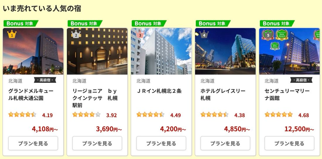 楽天トラベルサマーSALE：北海道の割引プラン