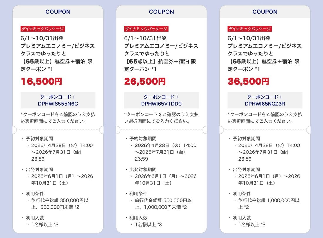 ANA 海外ツアーで使えるクーポン