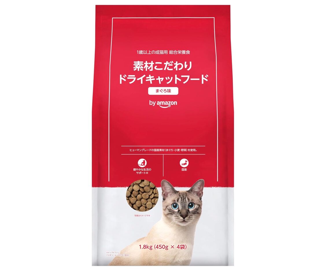 by Amazon 素材こだわり ドライキャットフード まぐろ味 1.8kg