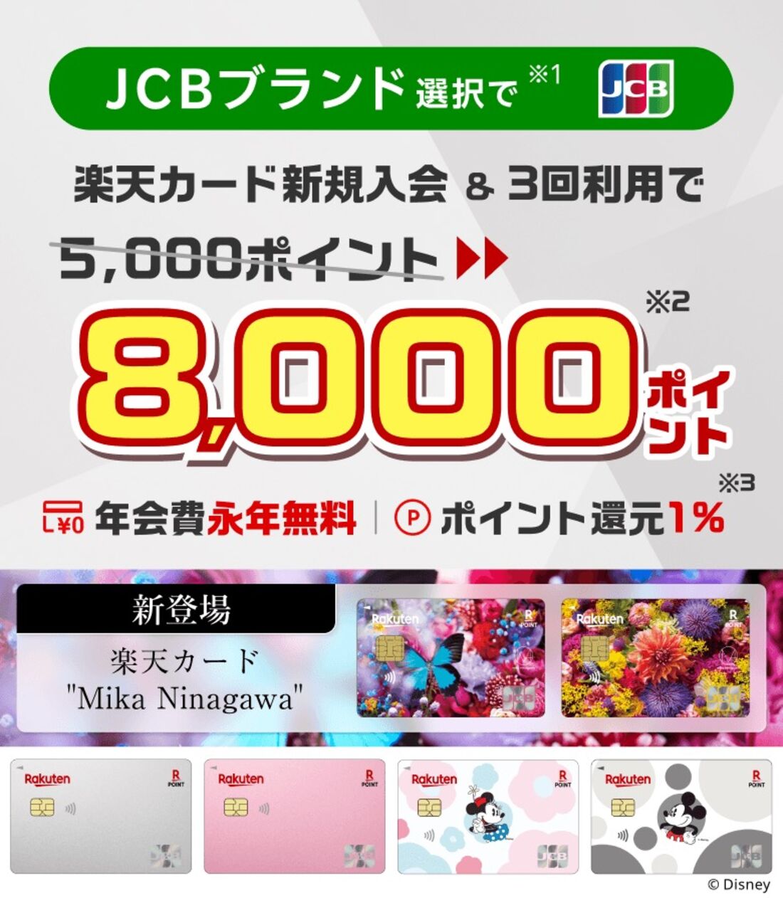 JCBブランドで8000ポイント