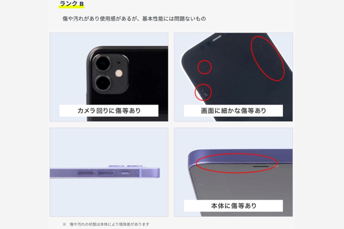 【ランクB】傷や汚れがあり使用感があるが、基本性能には問題ないもの