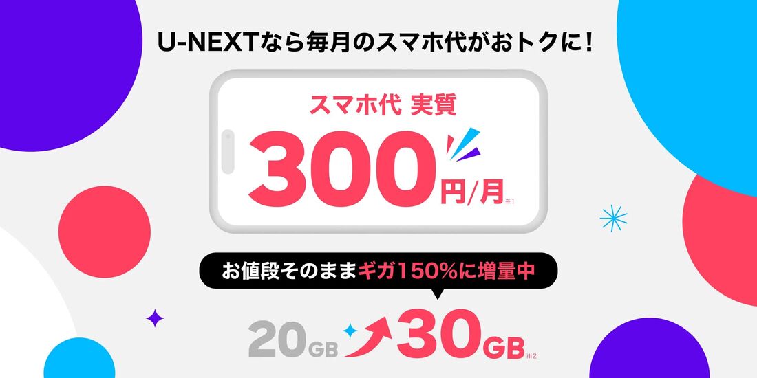 U-NEXTモバイル 30GB増量キャンペーン