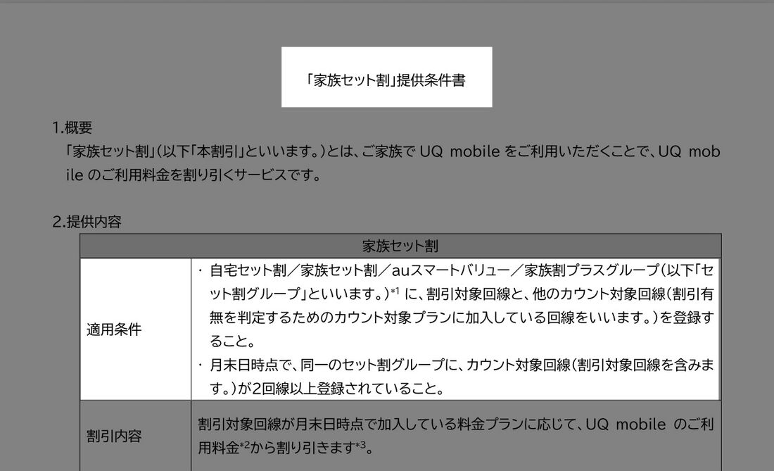 提供条件書の条件