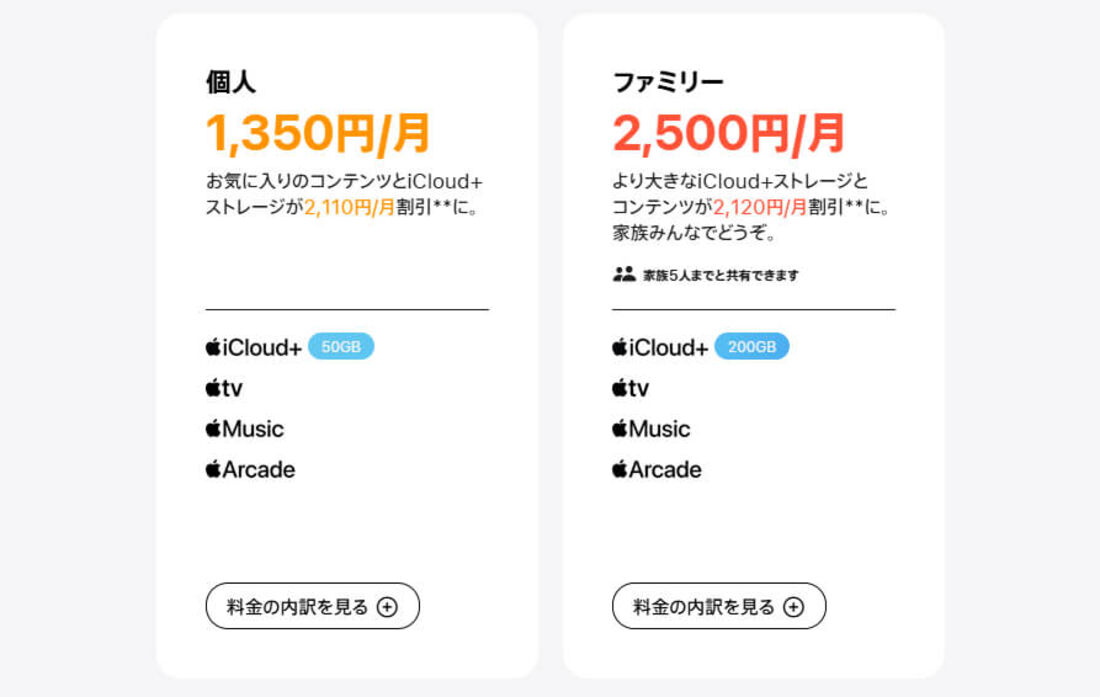 Apple One料金プラン