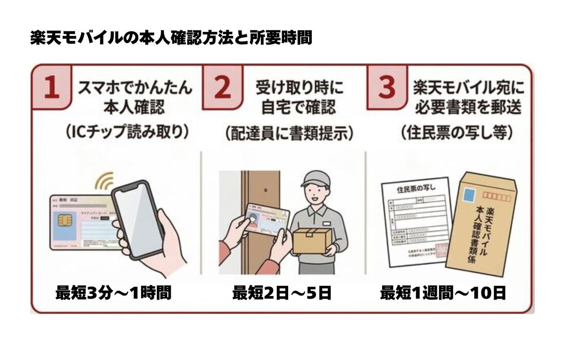 楽天モバイルの本人確認方法と所要時間