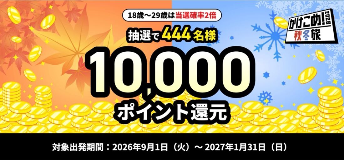 抽選で10000ポイント還元キャンペーン（11月16日まで）