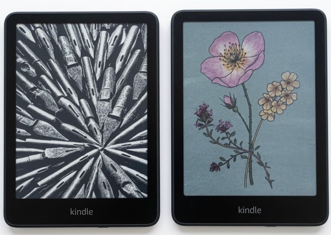 左から、Kindleの専用端末「Paperwhite」と「Colorsoft」