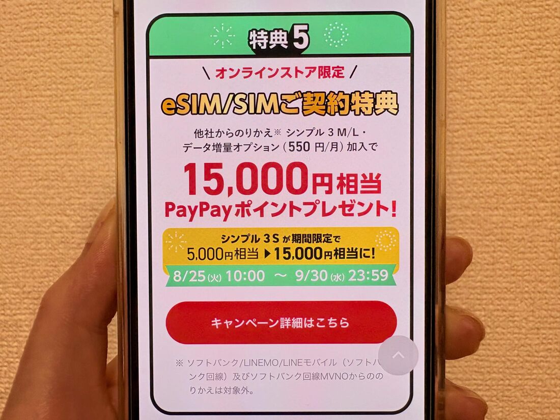 SIM契約キャンペーンの特典