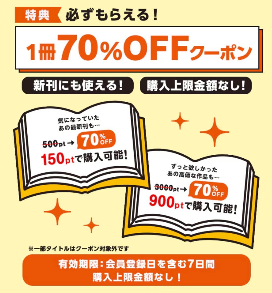 コミックシーモア 初回70%OFFクーポン