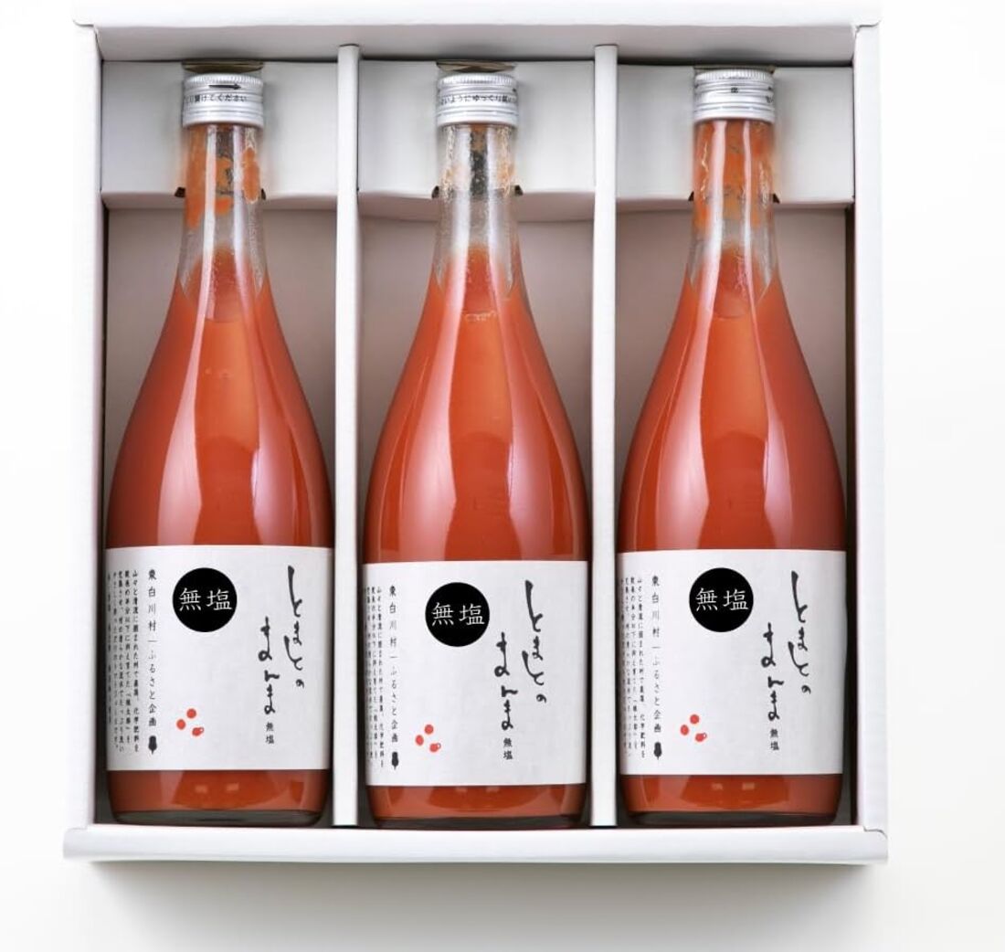 とまとのまんま3本 東白川村完熟トマト桃太郎を絞った無添加トマトジュース 720ml