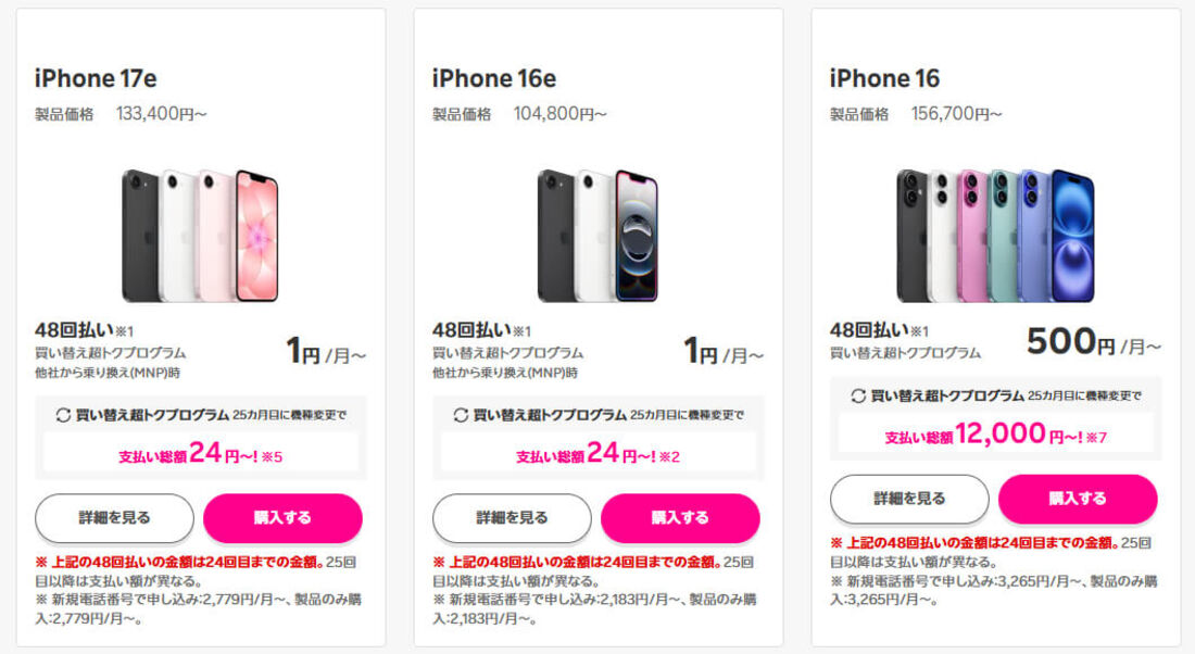 買い替え超トクプログラム対象iPhone