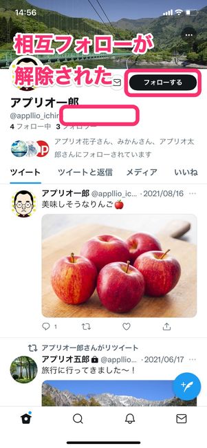 【Twitter】相互フォロー解除