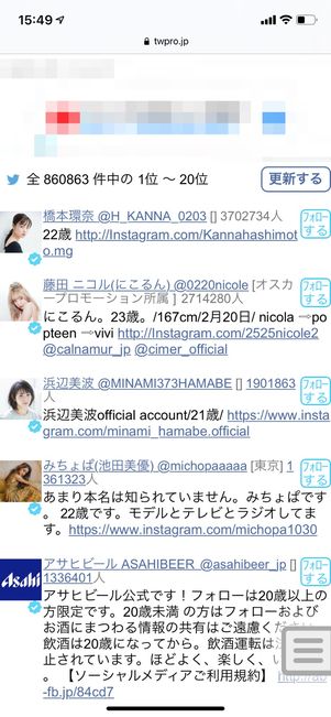 【Twitter】「ツイプロ」でプロフィール検索