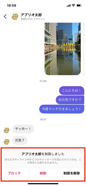 制限解除をタップしない限り、DMはできない