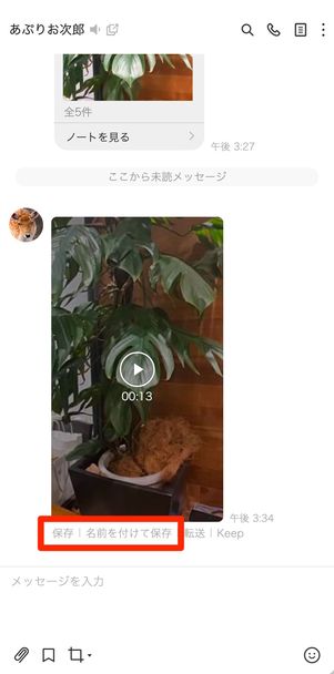 トークルームに保存された動画はダウンロードできる
