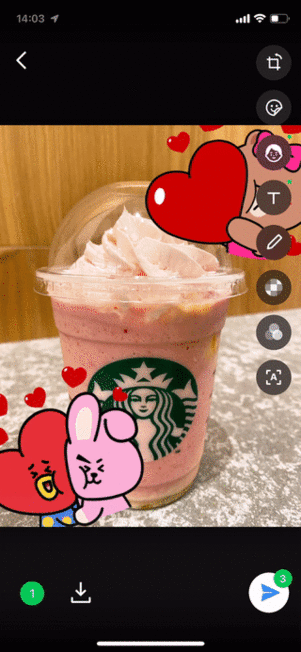 それぞれにスタンプを貼って送信