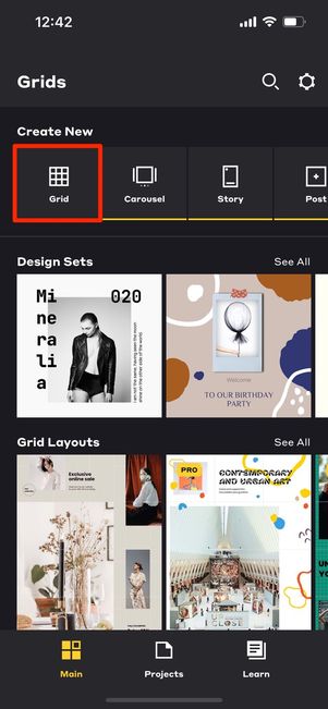 Gridをタップ