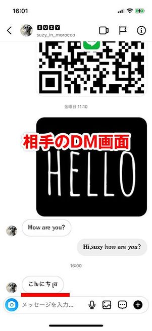 相手のインスタDM画面