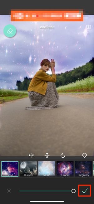 チェックボタンをタップ