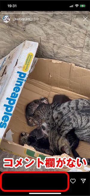 メッセージ返信をオフにした状態のストーリー