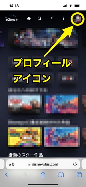 ディズニープラス 公式サイトから解約 プロフィールアイコン