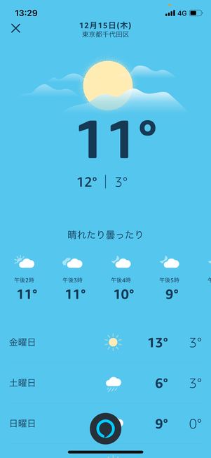 天気情報が表示されたら、セットアップは完了