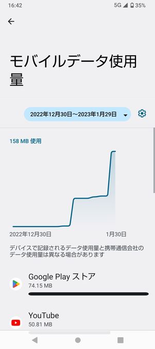 【Android】設定でアプリごとのデータ通信量を確認