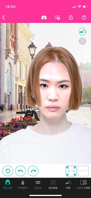 試したいヘアスタイルをタップすると、瞬時にこの画面が表示される
