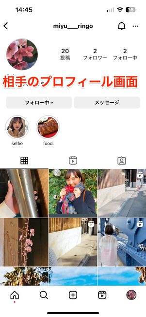 ブロックしたい相手のプロフィール画面を表示する