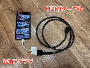HDMIケーブルと変換アダプタが必要