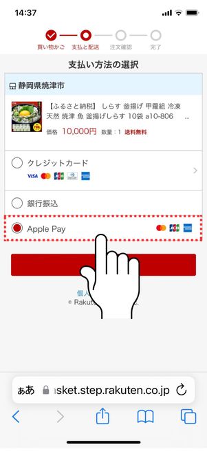 支払い方法にApple Payを選択