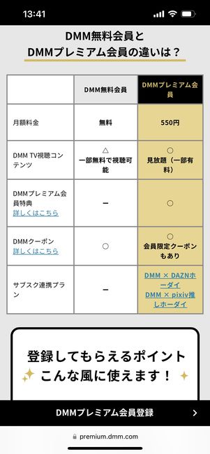 DMMプレミアム　サービス内容