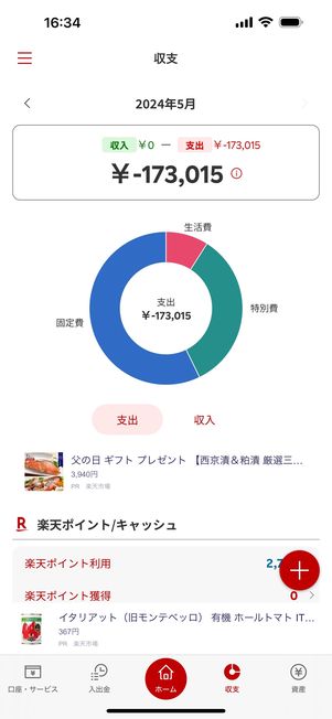 収支は円グラフで可視化される