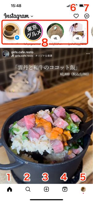 インスタホーム画面の見方
