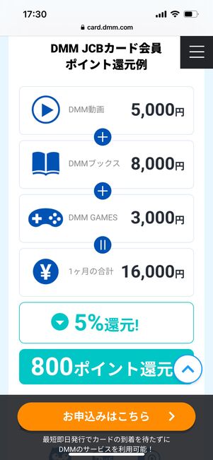 DMM JCBカード　特典