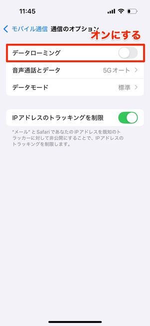 【LINEMO】ローミング設定（iPhone）