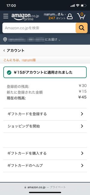 残高をチェックする