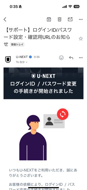 U-NEXTからメールが届いた