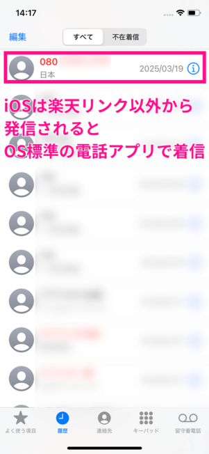 iOS標準電話アプリ